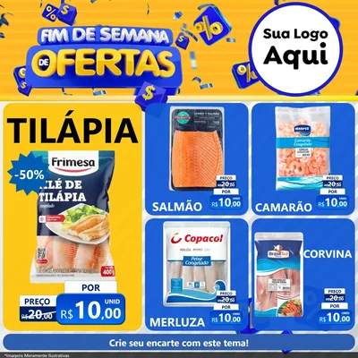 Modelo de Rede Social para Feed Facebook com o tema Fim de Semana de Ofertas para Peixaria