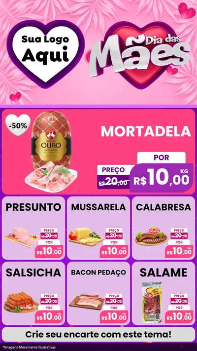 Modelo de Rede Social para Stories com o tema Dia das Mães para Frios e Laticínios