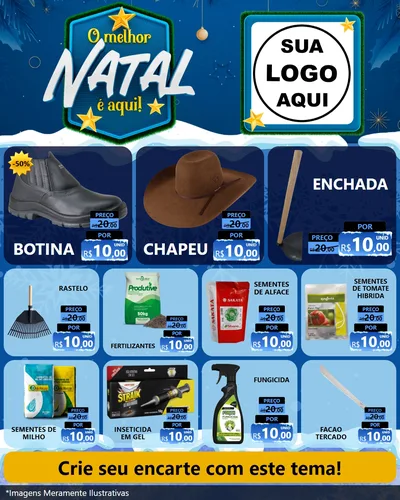 Modelo de Rede Social para Feed Instagram com o tema O Melhor Natal É Aqui! para Agropecuária