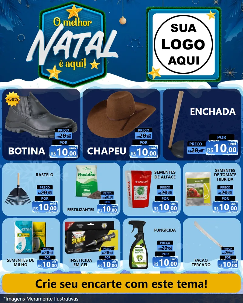 Modelo de Rede Social para Feed Instagram com o tema O Melhor Natal É Aqui! para Agropecuária