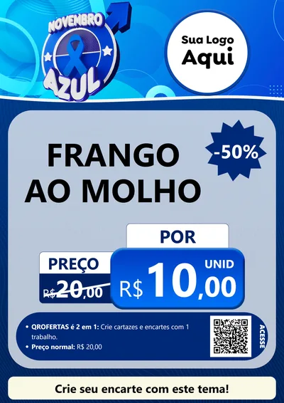 Modelo de Cartaz para Cartaz A4 Vertical com o tema Novembro Azul para Restaurante