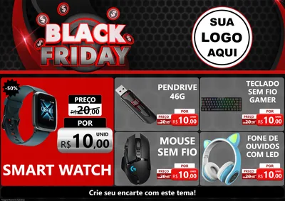 Modelo de Encarte para Encarte A4 Horizontal com o tema Black Friday para Informática