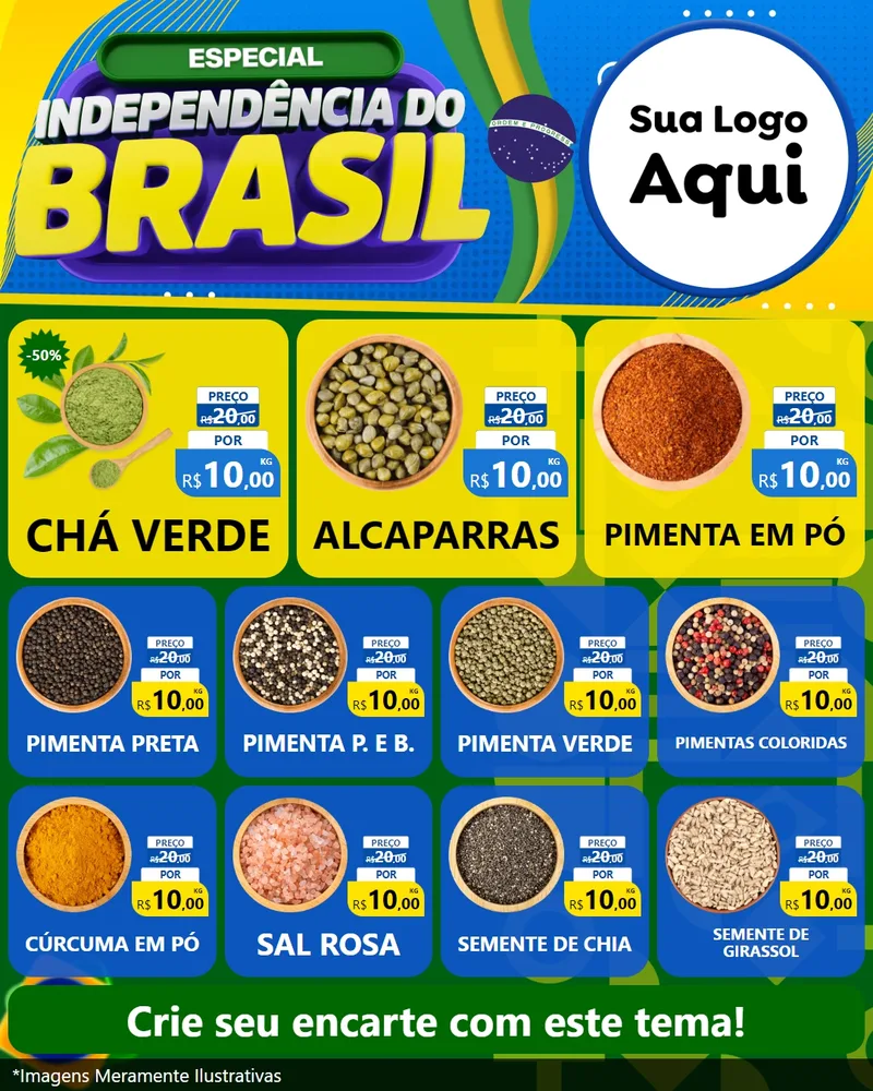 Modelo de Rede Social para Feed Instagram com o tema Especial Independência do Brasil para Produtos Naturais