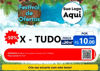 Modelo de Cartaz para Cartaz A4 Horizontal com o tema Festival de Ofertas - Inverno para Hamburgueria