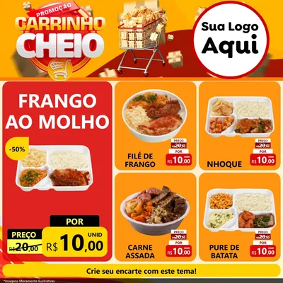 Modelo de Rede Social para Feed Facebook com o tema Promoção carrinho cheio para Restaurante