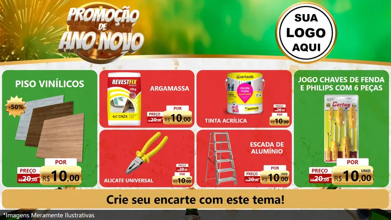 Modelo de TV para TV Horizontal com o tema Promoção de Ano Novo para Material para Construção