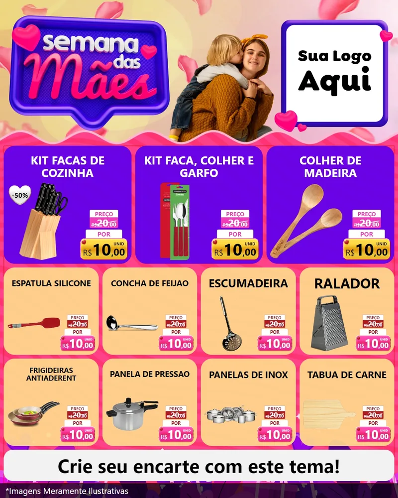 Modelo de Rede Social para Feed Instagram com o tema Semana das Mães para Utilidades Domésticas