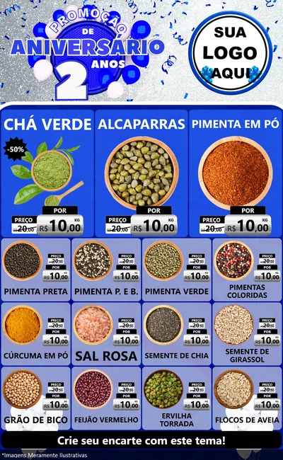 Modelo de Encarte para Encarte Grande com o tema Promoção de Aniversário - 2 Anos para Produtos Naturais