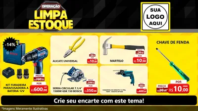 Modelo de TV para TV Horizontal com o tema Operação Limpa Estoque para Maquinas e Ferramentas