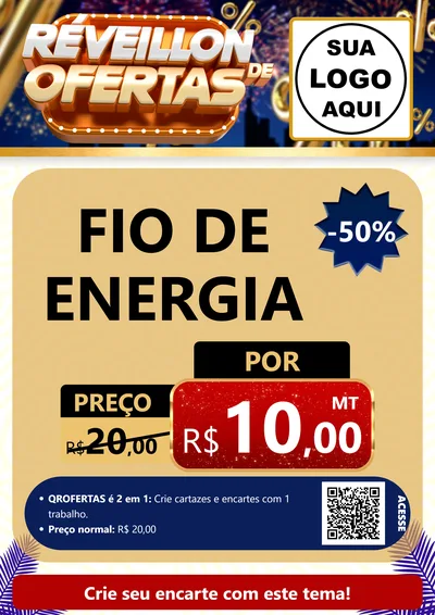 Modelo de Cartaz para Cartaz A4 Vertical com o tema Réveillon de Ofertas para Materiais Elétricos