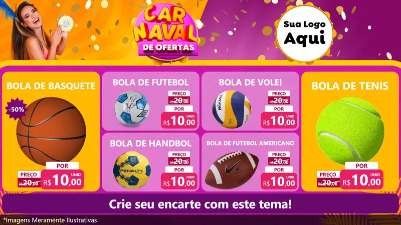 Modelo de TV para TV Horizontal com o tema Carnaval de Ofertas para Artigos Esportivos