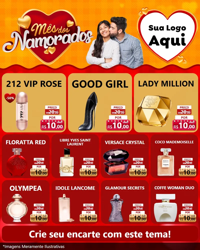 Modelo de Rede Social para Feed Instagram com o tema Mês dos Namorados para Perfumes