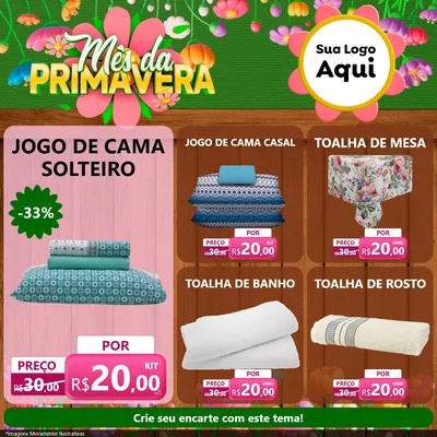 Modelo de Rede Social para Feed Facebook com o tema Mês da Primavera para Cama, Mesa e Banho