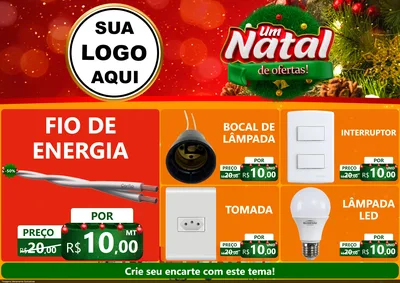 Modelo de Encarte para Encarte A4 Horizontal com o tema Um Natal de Ofertas para Materiais Elétricos
