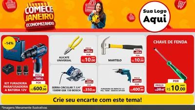 Modelo de TV para TV Horizontal com o tema Comece Janeiro Economizando para Maquinas e Ferramentas
