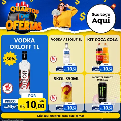 Modelo de Rede Social para Feed Facebook com o tema Quartou de Ofertas para Distribuidora de bebidas