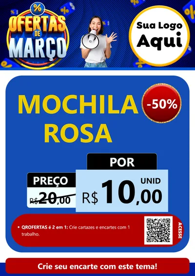 Modelo de Cartaz para Cartaz A4 Vertical com o tema Ofertas de Março para Papelaria