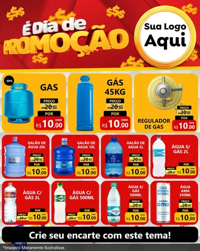 Modelo de Rede Social para Feed Instagram com o tema É Dia De Promoção para Água e gás