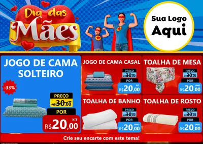 Modelo de Encarte para Encarte A4 Horizontal com o tema Dia das Mães para Cama, Mesa e Banho