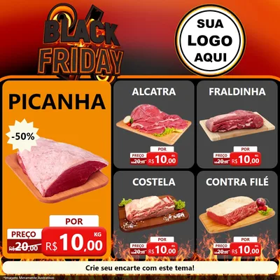 Modelo de Rede Social para Feed Facebook com o tema Black Friday para Açougue