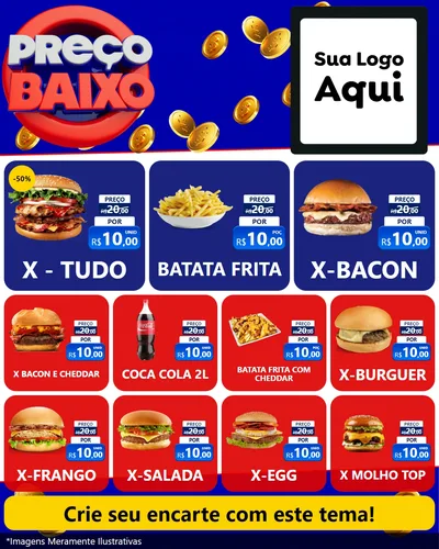Modelo de Rede Social para Feed Instagram com o tema Preço Baixo para Hamburgueria