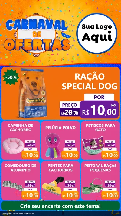 Modelo de Rede Social para Stories com o tema Carnaval de Ofertas para Pet Shop