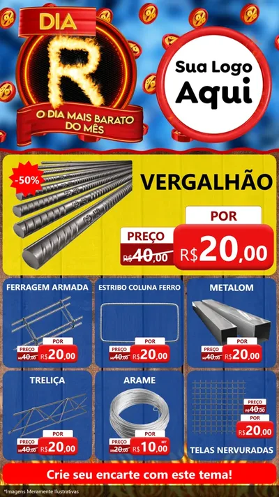 Modelo de Rede Social para Stories com o tema Dia R - O Dia Mais Barato Do Mês para Ferragens