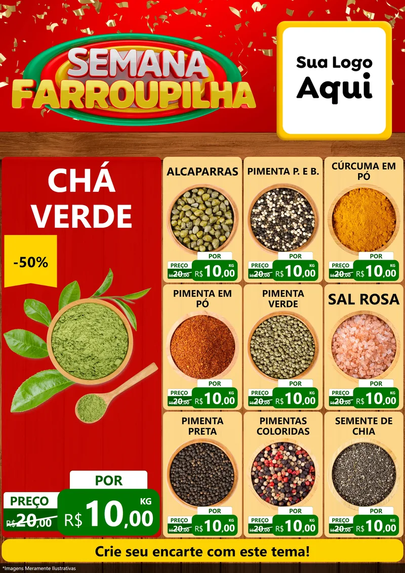 Modelo de Encarte para Encarte A4 Vertical com o tema Semana Farroupilha para Produtos Naturais