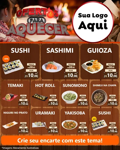 Modelo de Rede Social para Feed Instagram com o tema Ofertas Para Aquecer para Comida japonesa