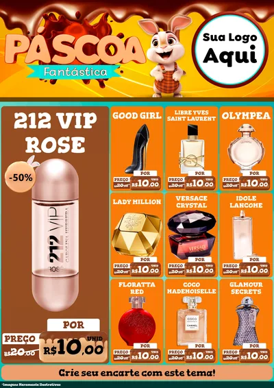Modelo de Encarte para Encarte A4 Vertical com o tema Páscoa Fantástica para Perfumes
