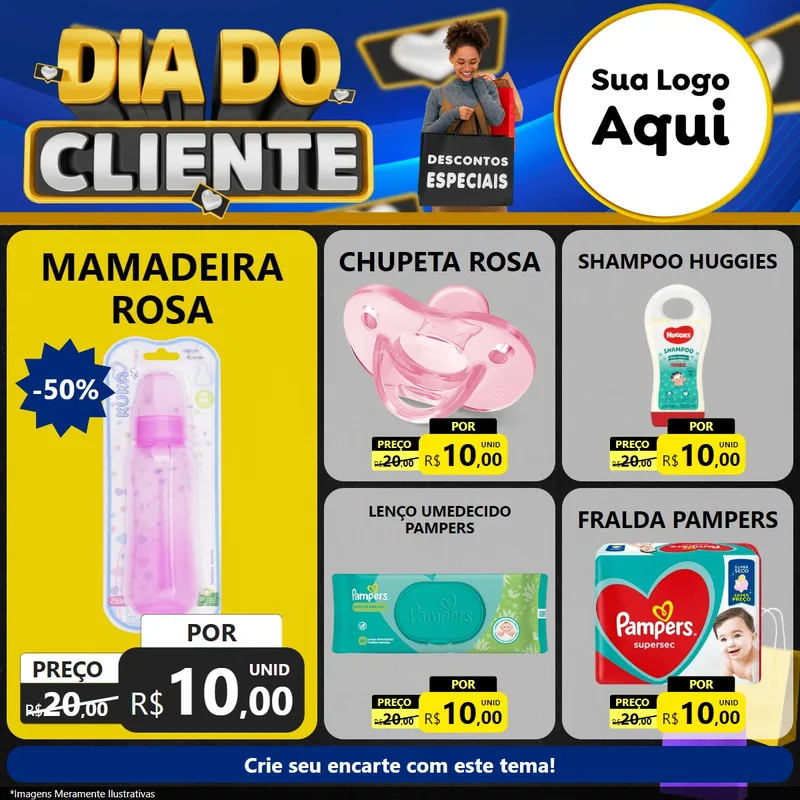 Modelo de Rede Social para Feed Facebook com o tema Dia Do Cliente para Bebês