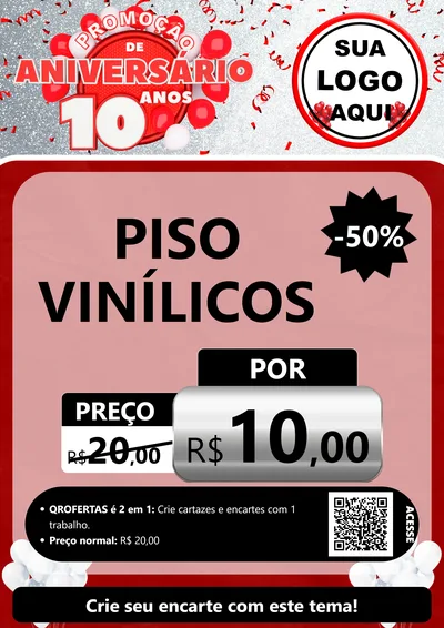 Modelo de Cartaz para Cartaz A4 Vertical com o tema Promoção de Aniversário - 10 Anos para Material para Construção