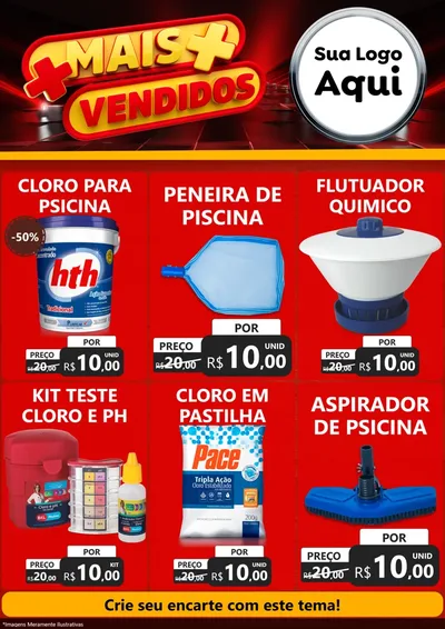 Modelo de Encarte para Encarte A4 Vertical com o tema Mais Vendidos para Produtos para Piscina