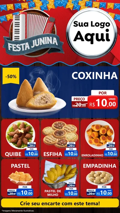 Modelo de Rede Social para Stories com o tema Festa Junina para Salgadaria