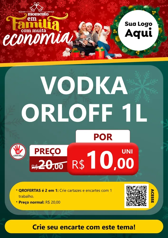 Modelo de Cartaz para Cartaz A4 Vertical com o tema Momento em Família (Natal) para Distribuidora de bebidas