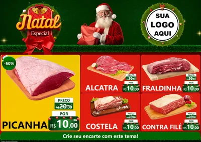 Modelo de Encarte para Encarte A4 Horizontal com o tema Natal Especial para Açougue