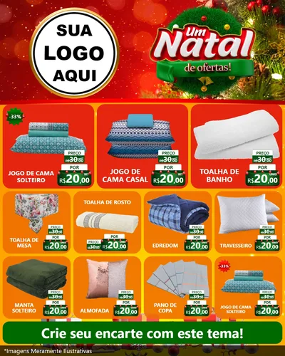 Modelo de Rede Social para Feed Instagram com o tema Um Natal de Ofertas para Cama, Mesa e Banho