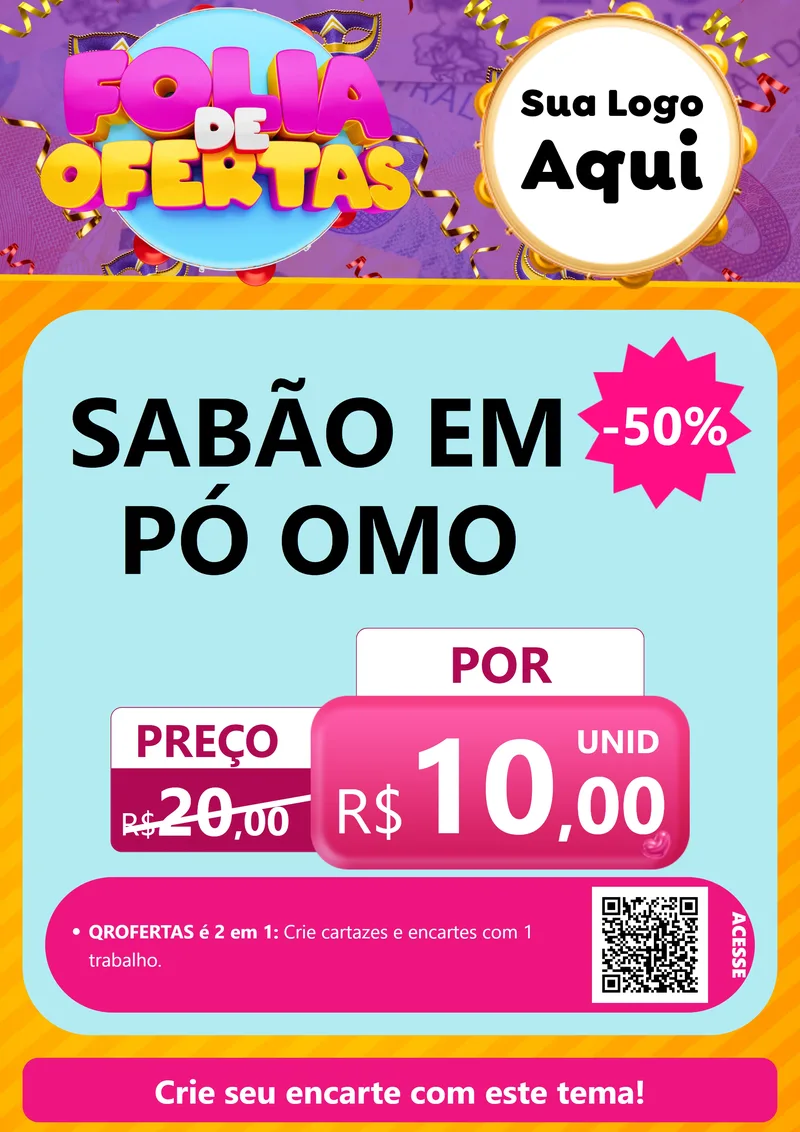 Modelo de Cartaz para Cartaz A4 Vertical com o tema Folia de Ofertas para Produtos de Limpeza