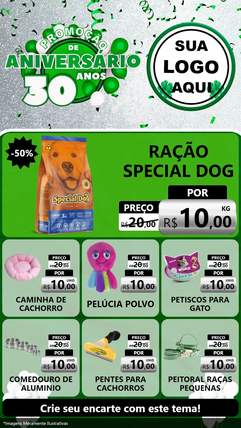 Modelo de Rede Social para Stories com o tema Promoção de Aniversário - 30 Anos para Pet Shop