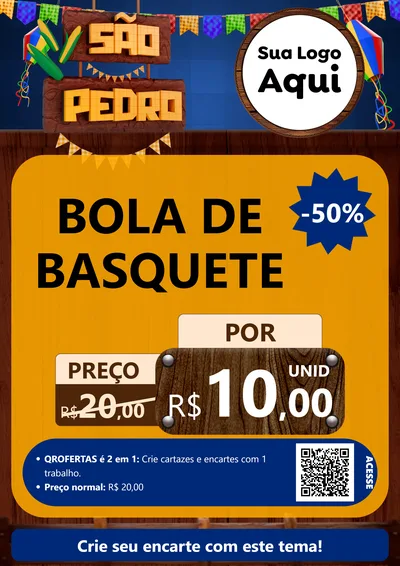 Modelo de Cartaz para Cartaz A4 Vertical com o tema São Pedro para Artigos Esportivos