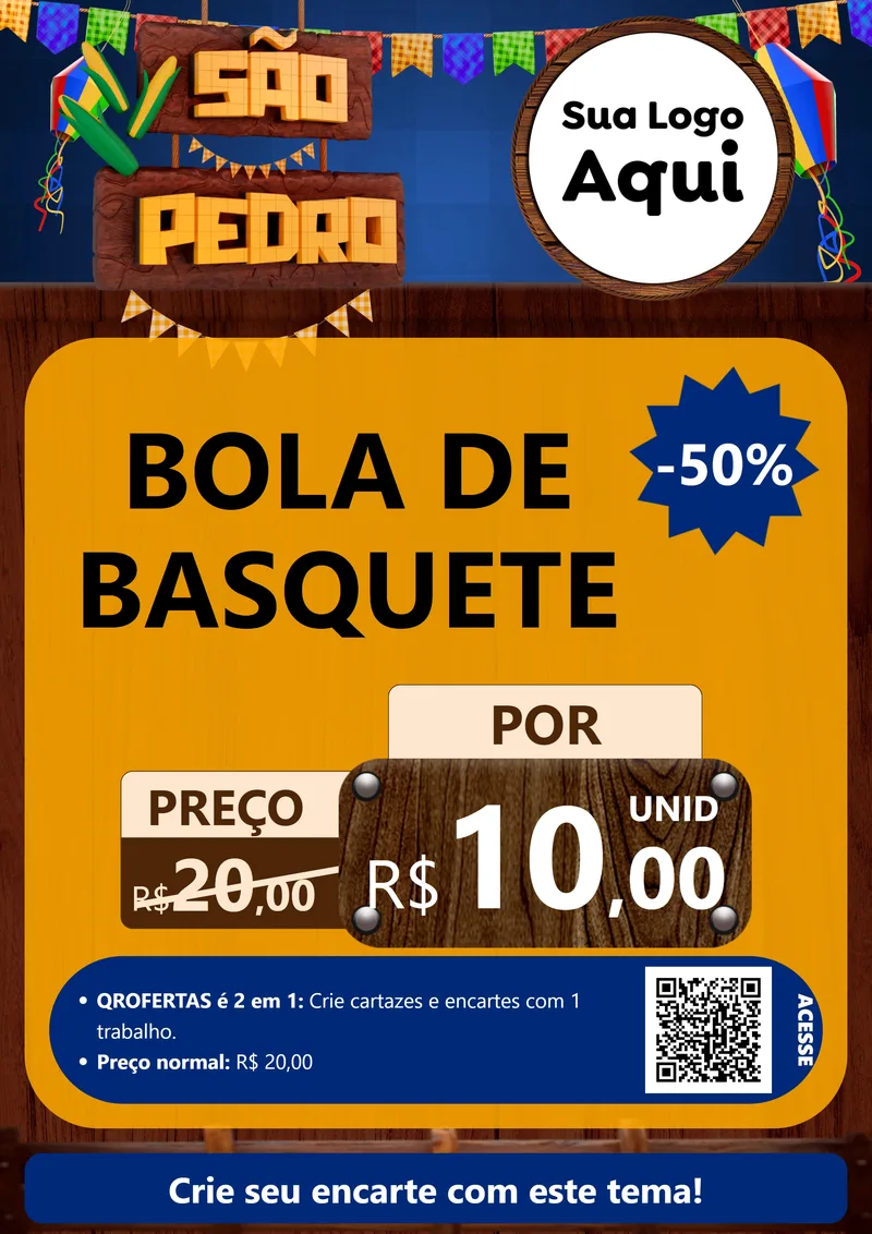 Modelo de Cartaz para Cartaz A4 Vertical com o tema São Pedro para Artigos Esportivos