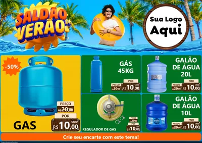 Modelo de Encarte para Encarte A4 Horizontal com o tema Saldão de Verão para Água e gás