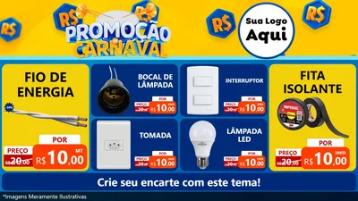 Modelo de TV para TV Horizontal com o tema Promoção de Carnaval para Materiais Elétricos