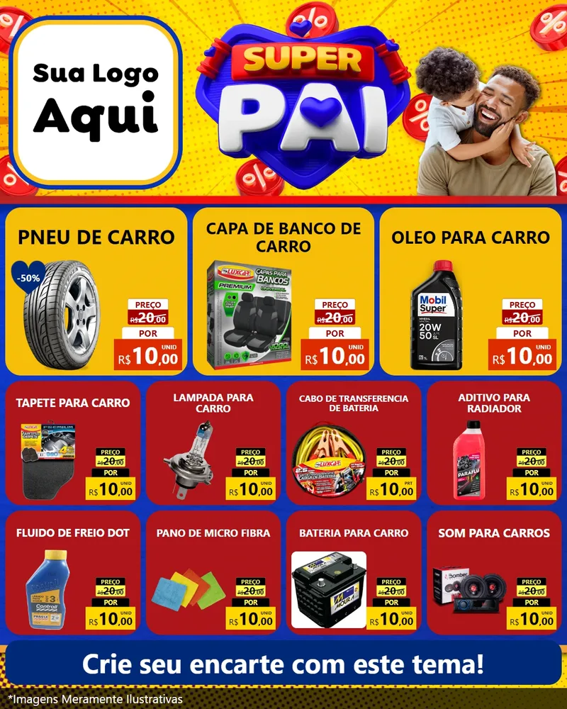 Modelo de Rede Social para Feed Instagram com o tema Super Pai para Auto peças