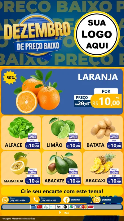 Modelo de Rede Social para Stories com o tema Dezembro de Preço Baixo para Hortifrúti