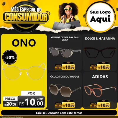 Modelo de Rede Social para Feed Facebook com o tema Mês Especial do Consumidor para Óticas