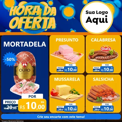 Modelo de Rede Social para Feed Facebook com o tema Hora da Oferta para Frios e Laticínios