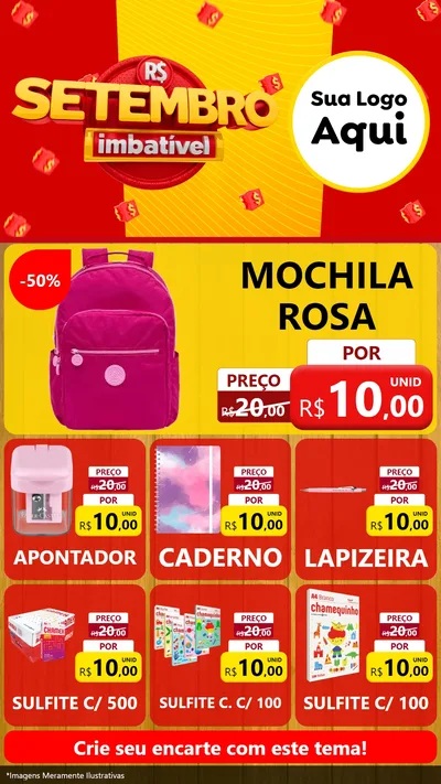 Modelo de Rede Social para Stories com o tema Setembro Imbatível para Papelaria