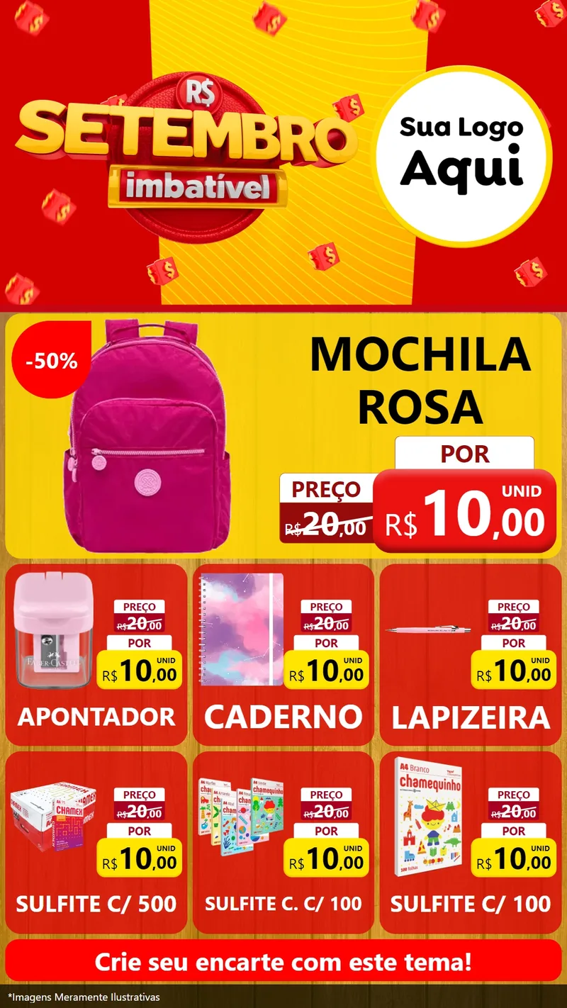 Modelo de Rede Social para Stories com o tema Setembro Imbatível para Papelaria
