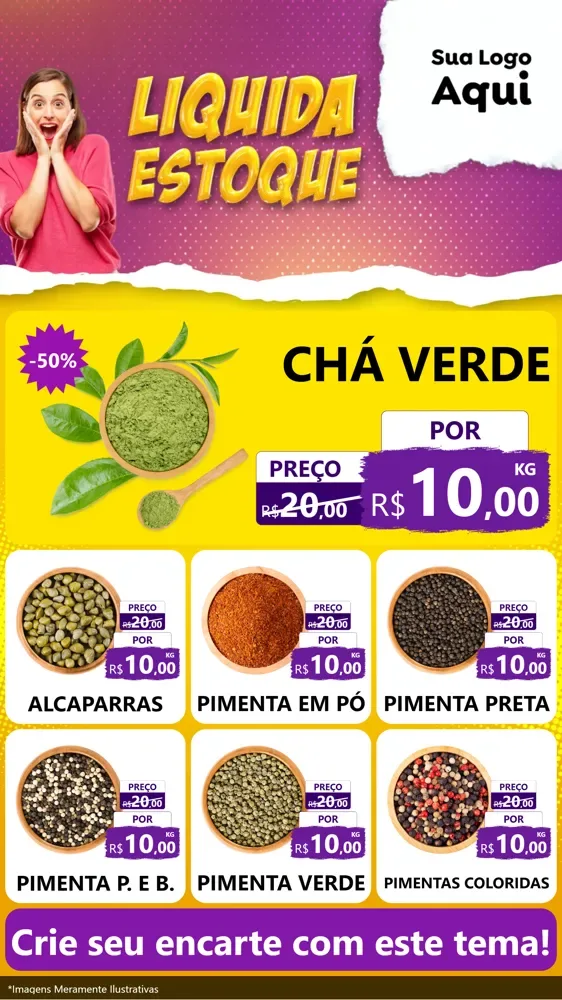 Modelo de Rede Social para Stories com o tema Liquida estoque para Produtos Naturais